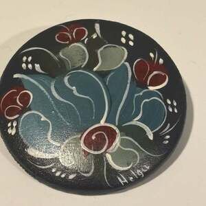 Safe Helga Helga | Jewelry | Helga Hand Painted Floral Wooden Brooch Pin Signed ...